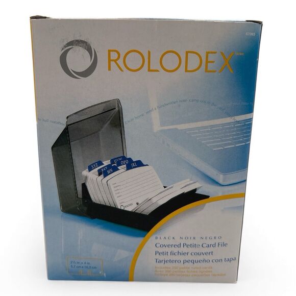 Rolodex Black Covered Petit Card File 250 Cards 2 1/4 in. x 4 in. New Open Box - Picture 1 of 9
